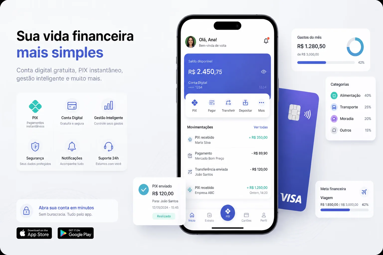 PIX payments fintech app screens