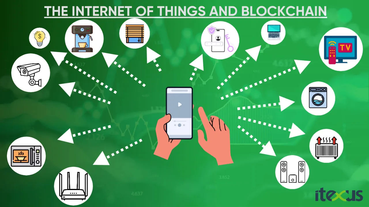 The infographic presents how crypto wallet app connects with numerous home and kitchen devices.