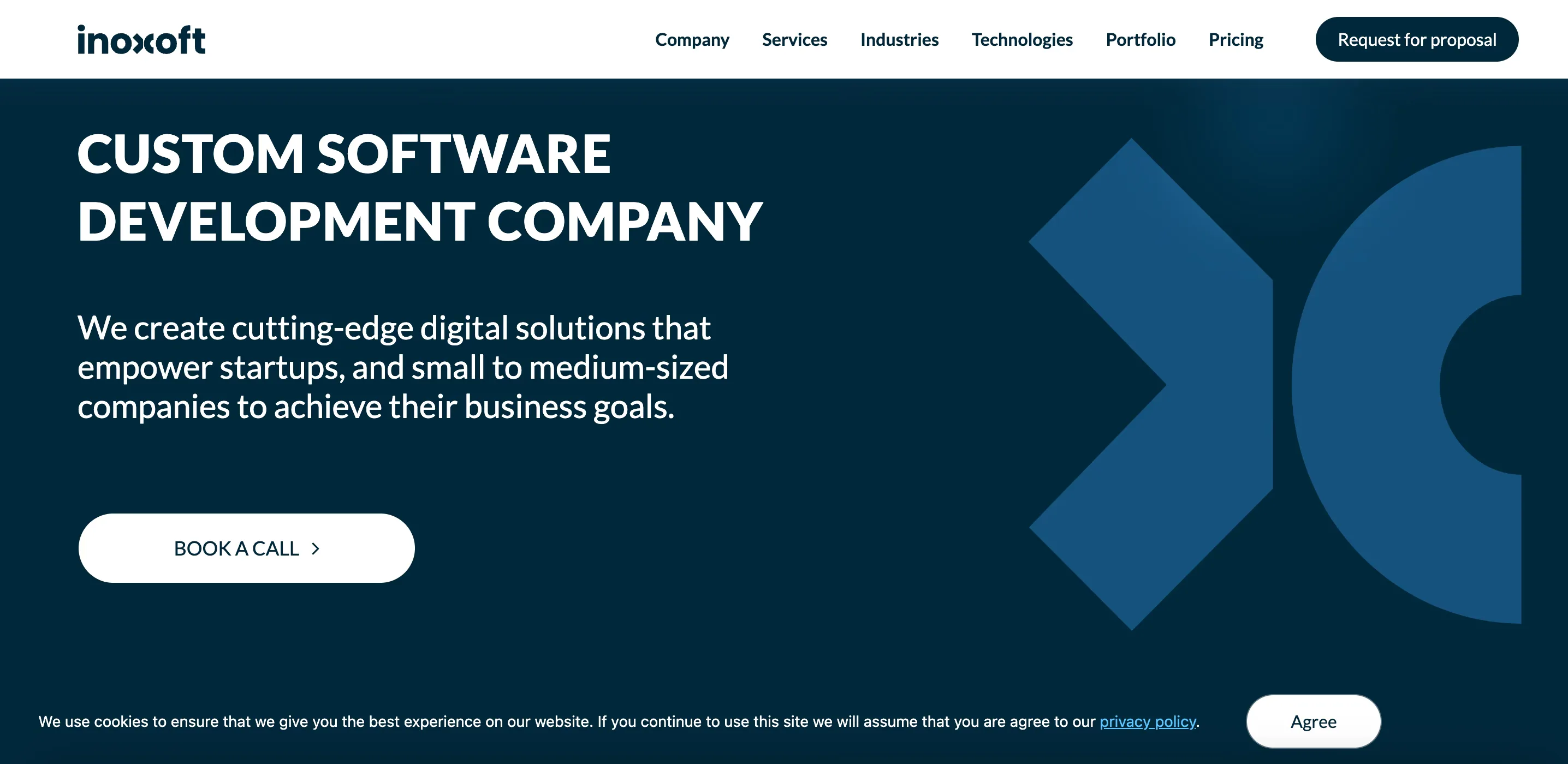inoxoft homepage screen
