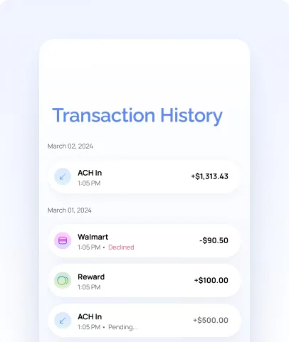 Transaction history demonstration