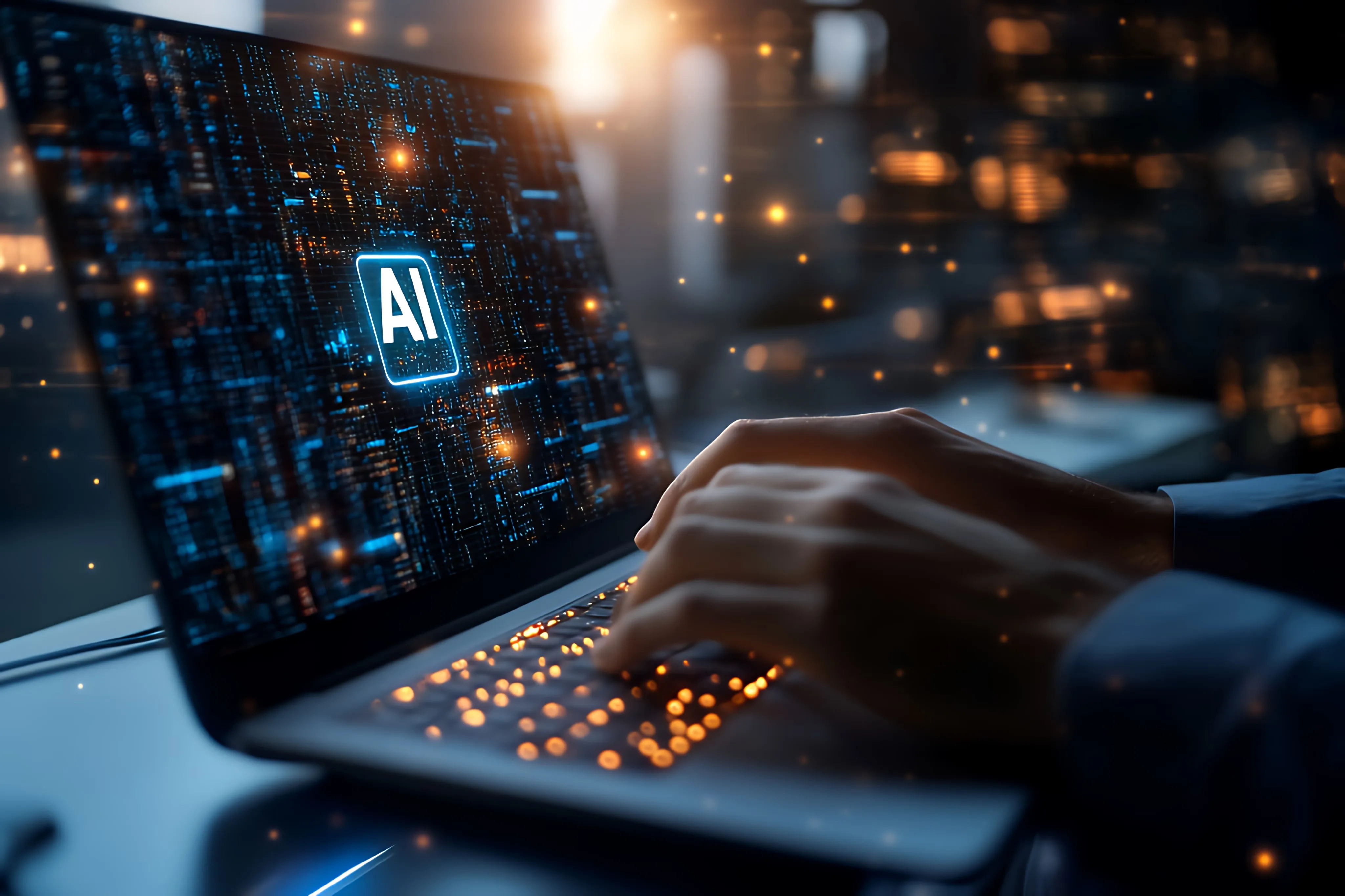 AI code on a laptop keyboard