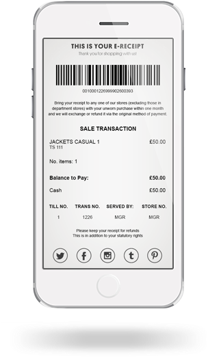 The picture presents the interface of an e-wallet app with e-receipts on it.