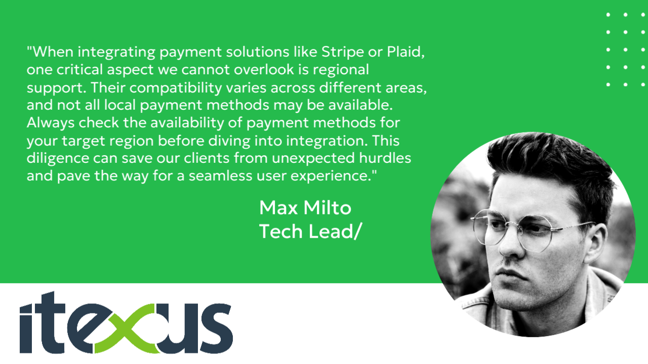 The image presents quote of a team leader about importance of checking the availability of payment methods for the target region before integrating it