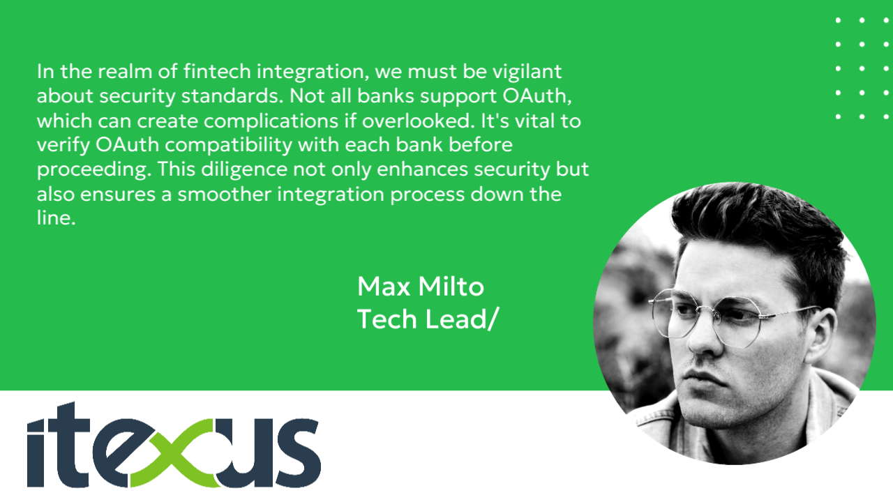 The image presents quote about the fact that not all banks support OAuth