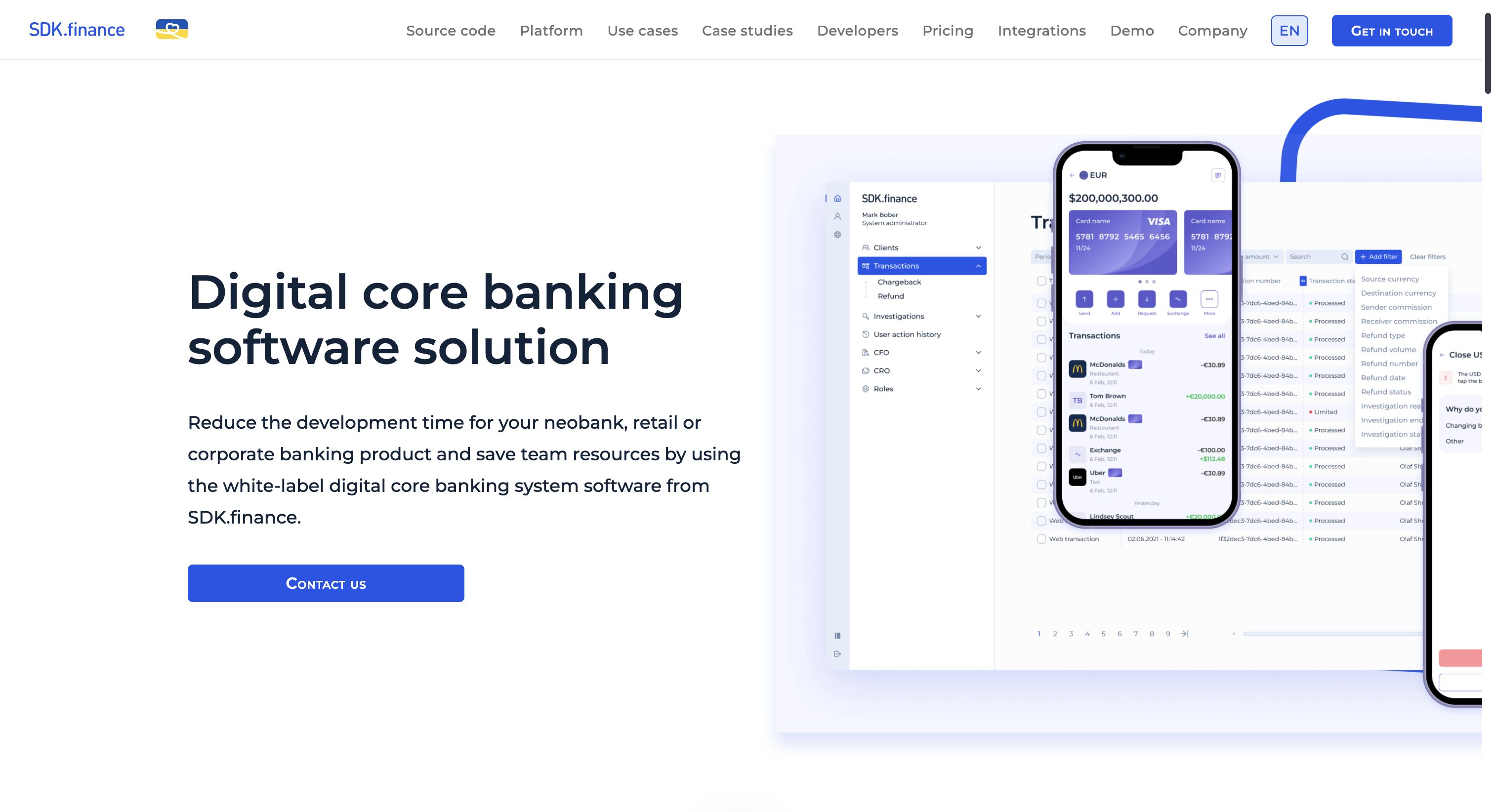 Digital core banking software solution