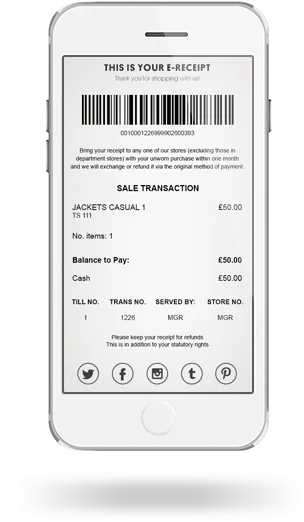 the interface of an ewallet app with e-receipts on it